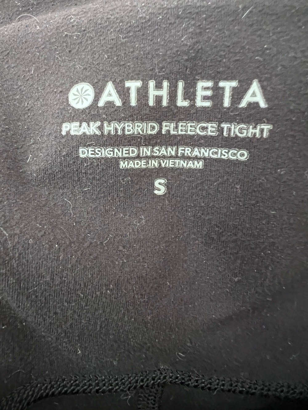 Athleta Peak Hybrid Fleece Tight Legging Black Hiking Size Small - Picture 8 of 10